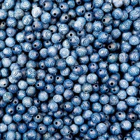 8mm Italian Blue Carved Wood Beads