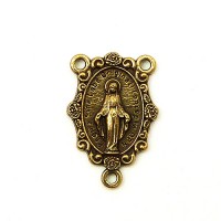Brass Miraculous Medal Centre Medal with Roses Border Brass Miraculous Medal Centre Medal with Roses Border