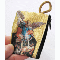 Woven picture Rosary purse (Saint Michael)
