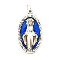 Miraculous Medal Silver with Blue Enamel 4cm Miraculous Medal Silver with Blue Enamel 4cm